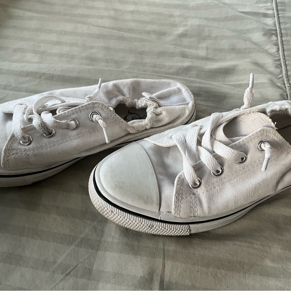 Kids White Canvas Sneakers - Picture 1 of 4